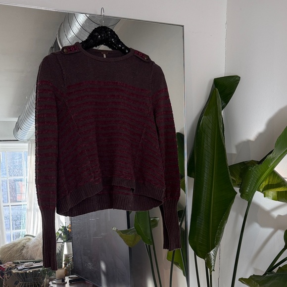 Free People Military Striped Purple & Pink Fuzzy Sweater - Picture 3 of 16